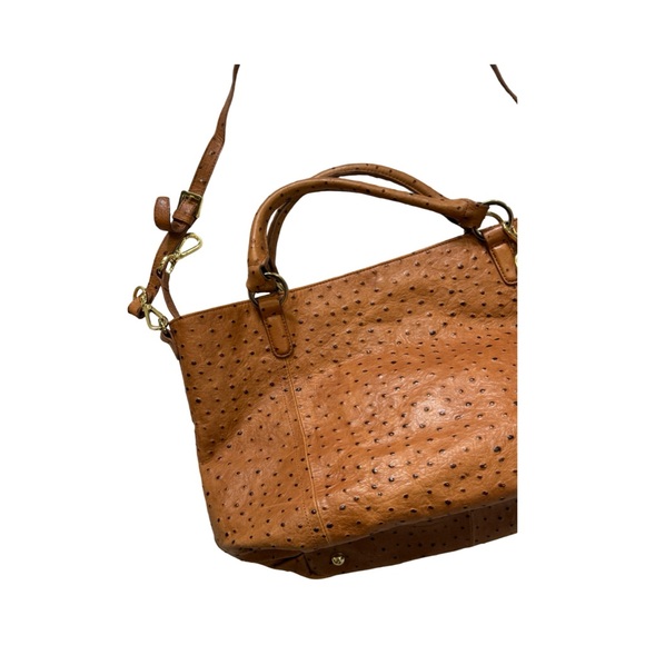 Vintage GILI ostrich leather extra large shoulder or tote bag - embossed tan - Picture 3 of 11